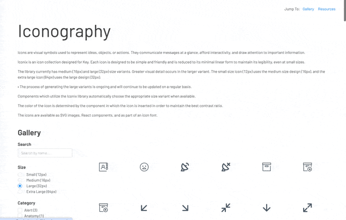 Iconography documentation in Storybook