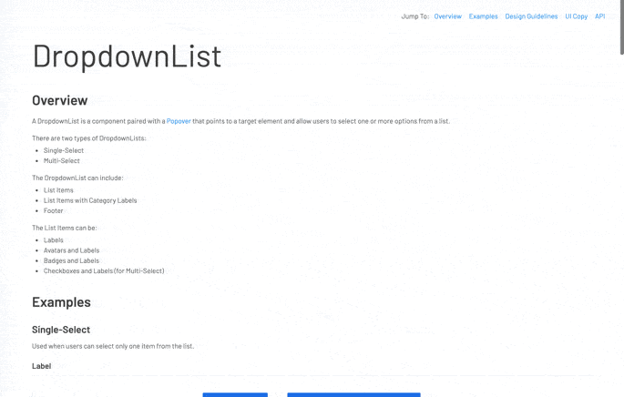 Dropdown List component in Storybook