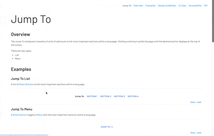 Jump To component in Storybook