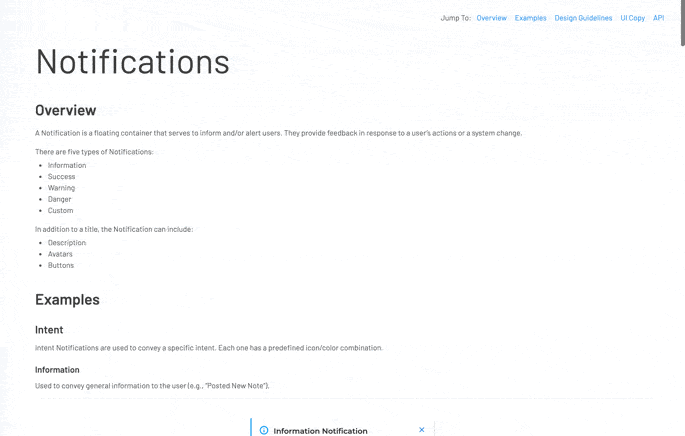 Notification component in Storybook