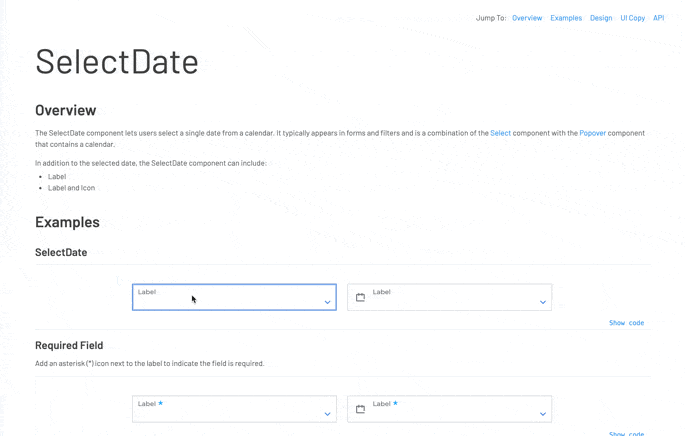 Select Date component in Storybook