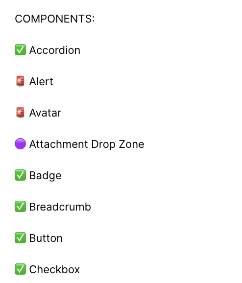 Figma file sidebar showing component status indicators