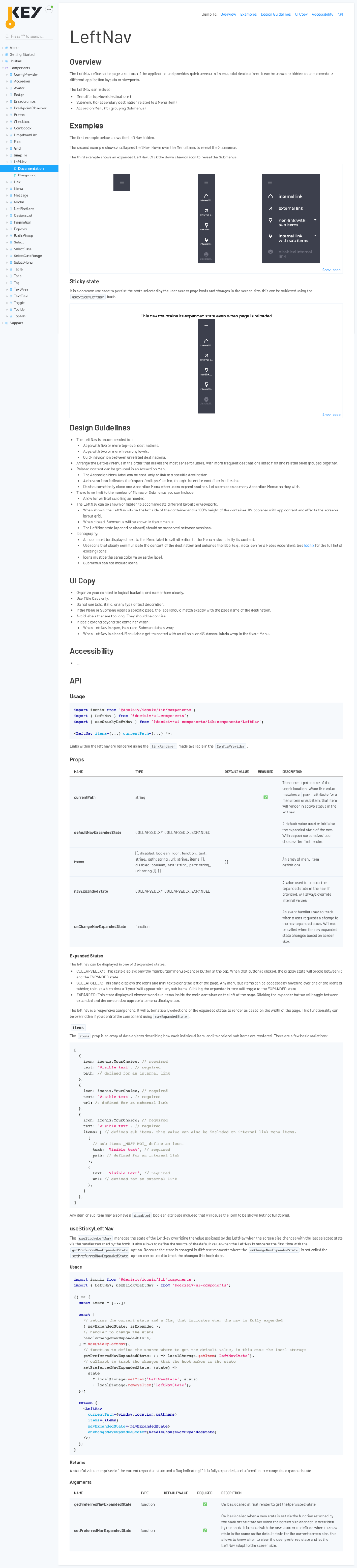 Storybook component documentation