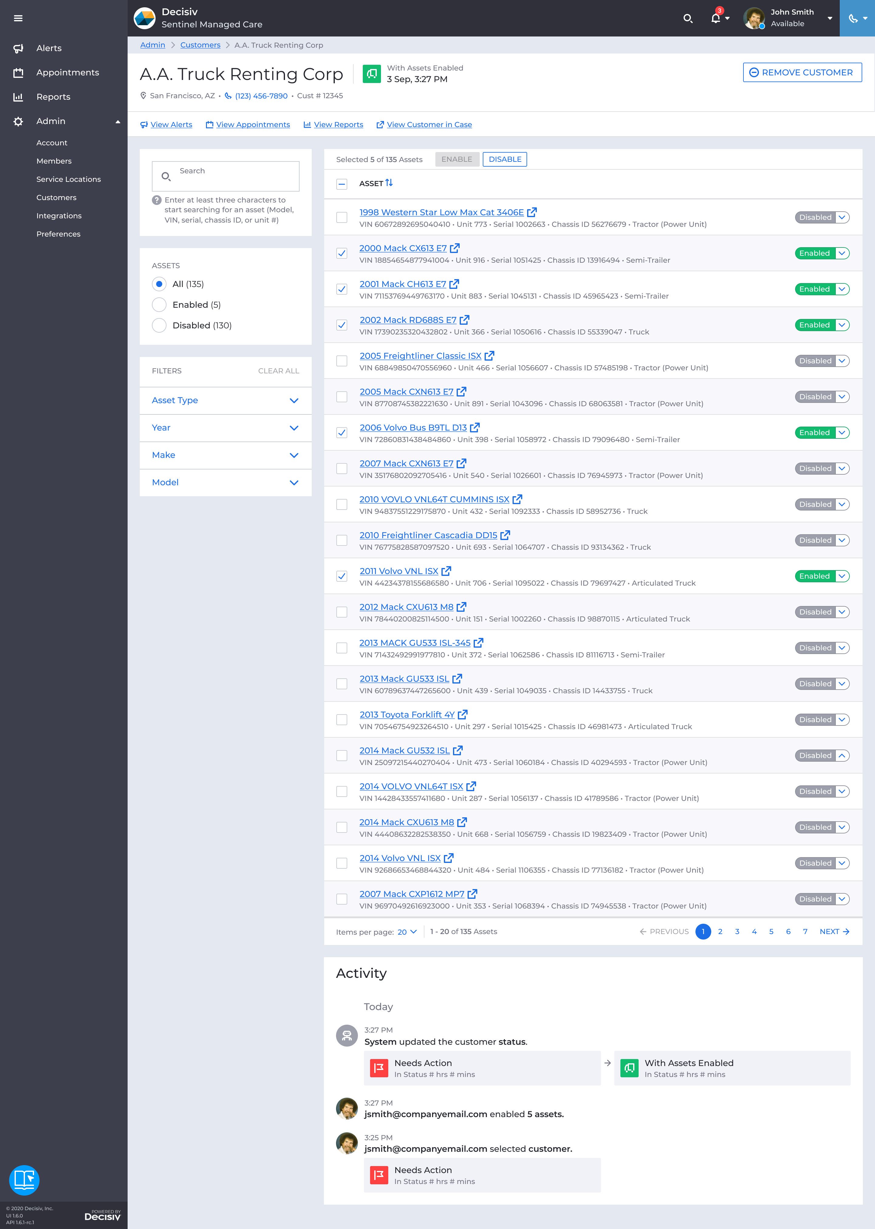 Admin customer detail page
