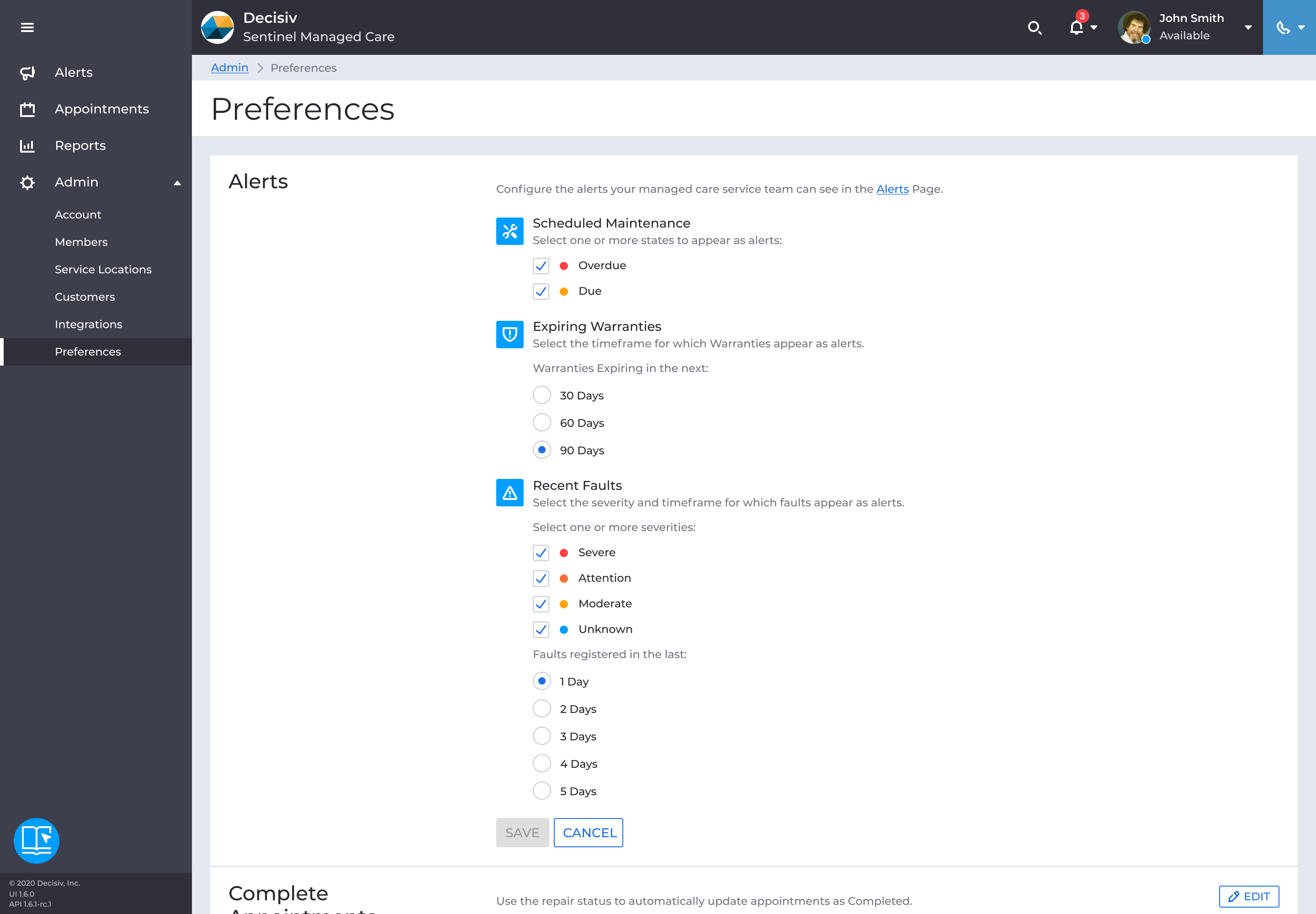 Team-configurable alert criteria, letting admins define which signals were considered actionable