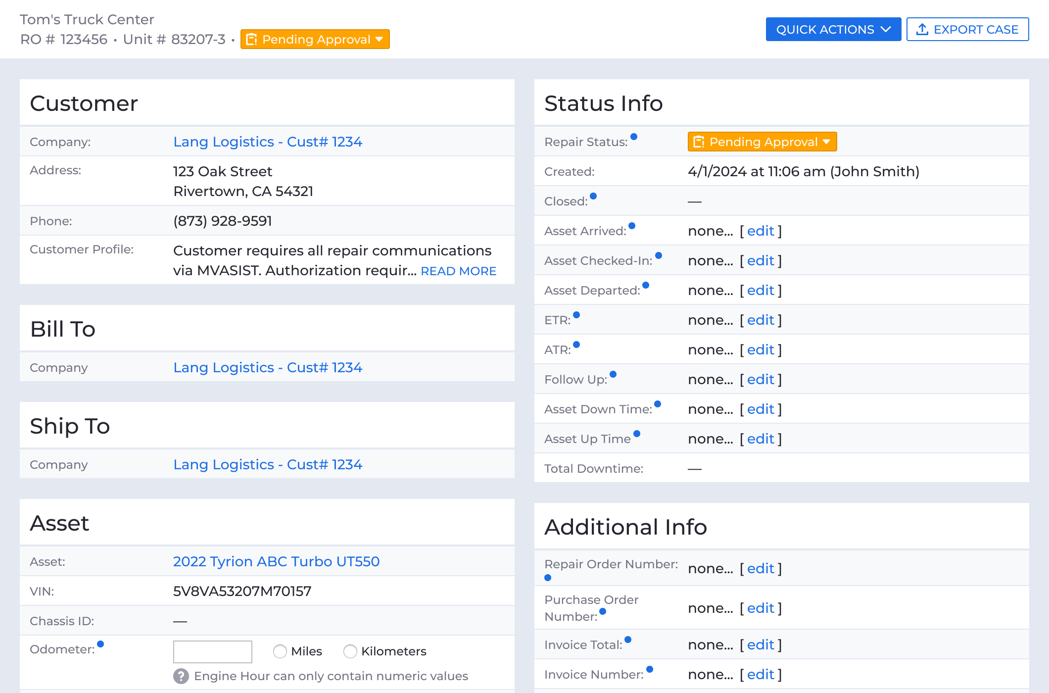 Status Info panel after the introduction of the status tag