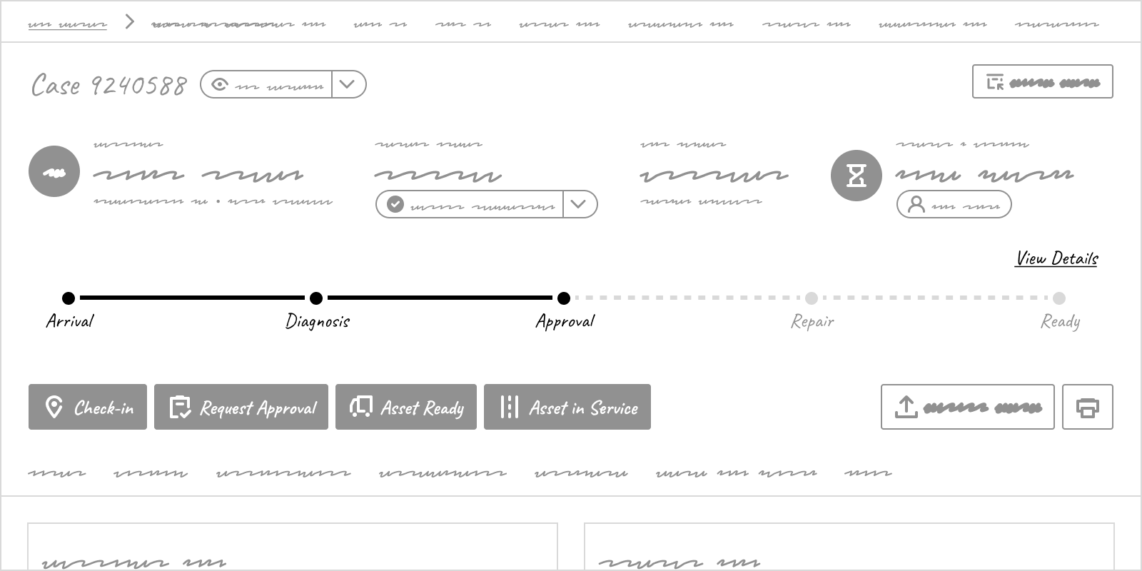 Tracker placed in the case header above the quick action buttons