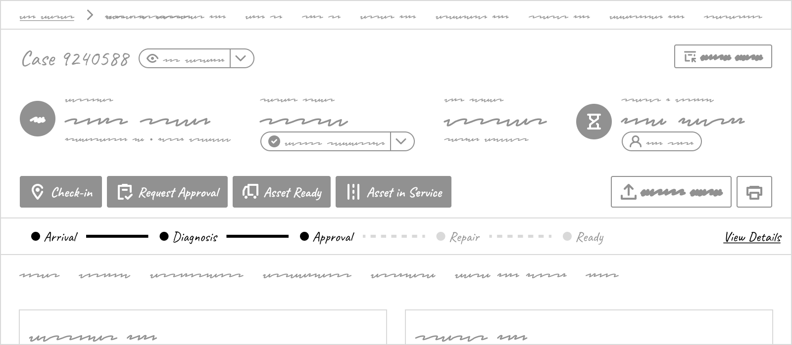 Tracker placed in the case header below the quick action buttons