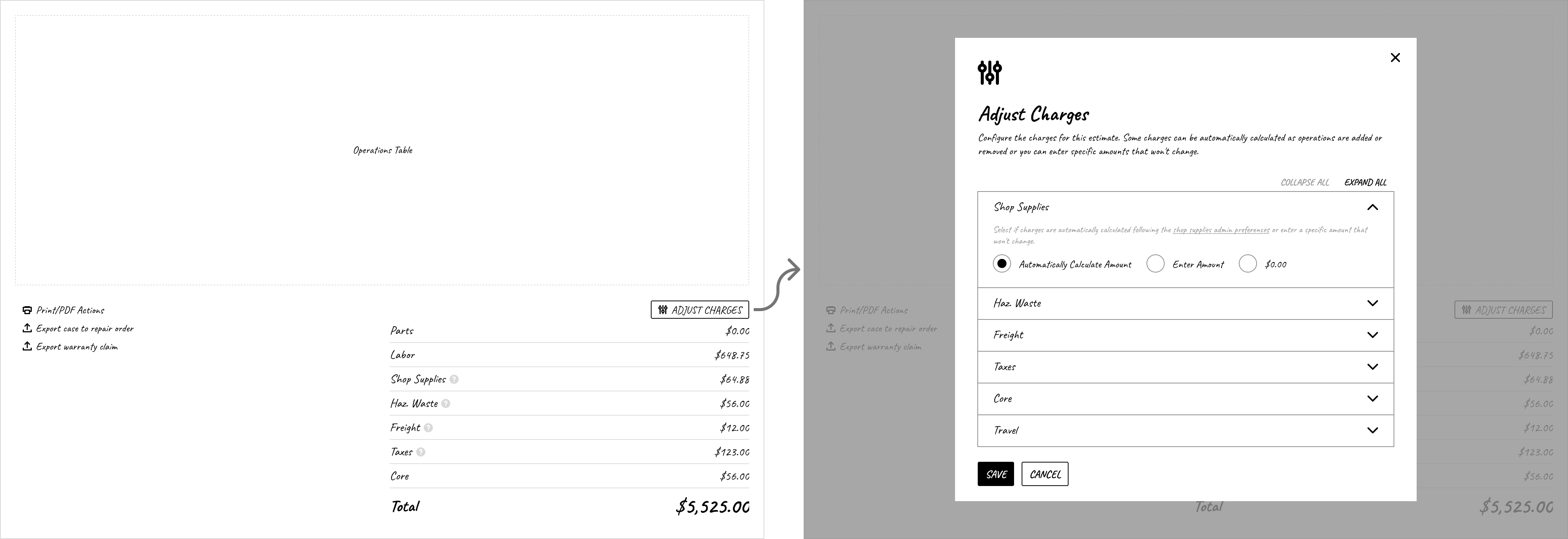 All charges in one modal exploration
