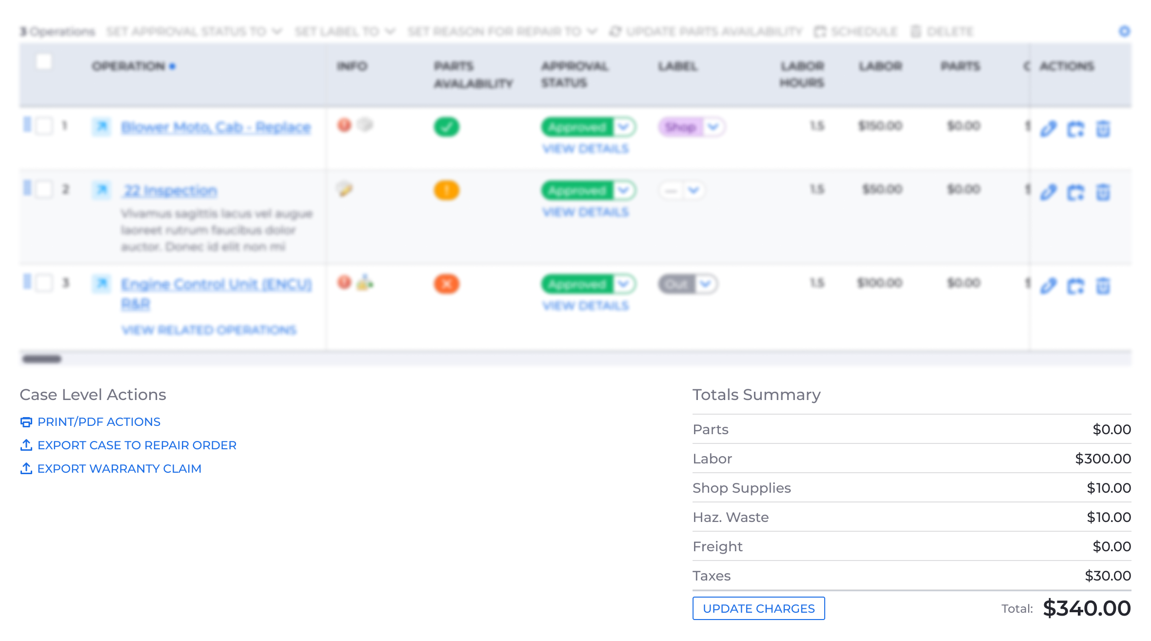 Update Charges entry point in the case page